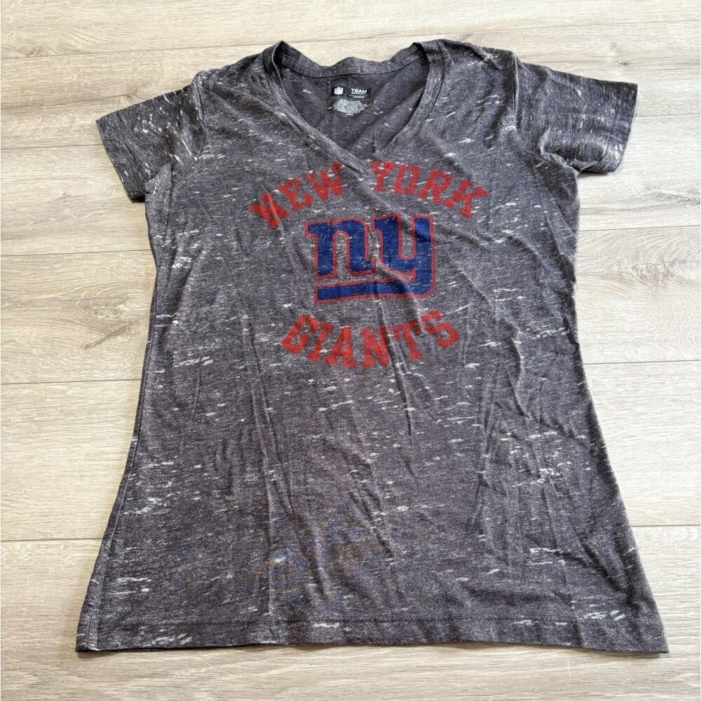 NFL TEAM APPAREL Womens New York Giants NFL V-Neck Cap Sleeve T Shirt Large